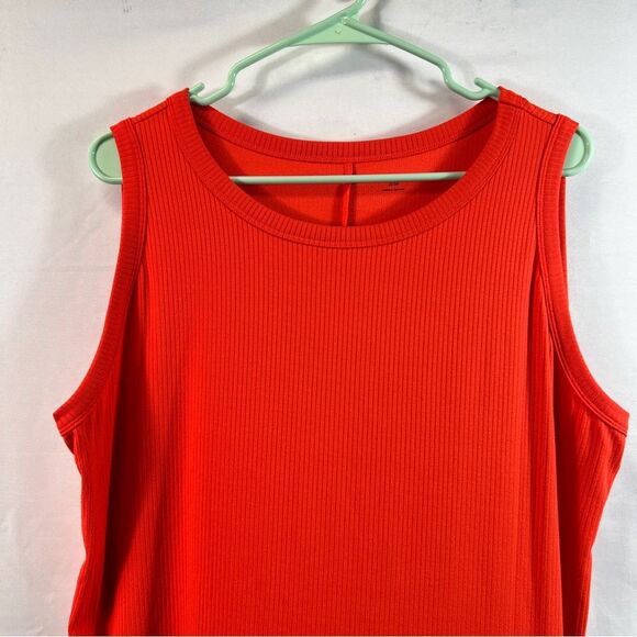 Lane Bryant Womens Orange Fitted High-Neck Ribbed Tank 0622 - Picture 3 of 13
